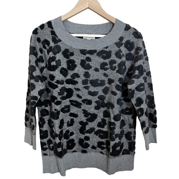 Loft • Gray Leopard Print Sweater - Picture 1 of 5